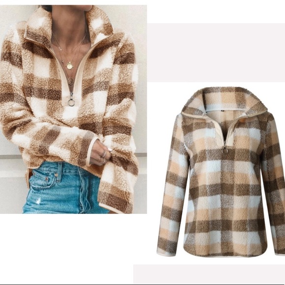 ✅❣️✅  👁PLAID FLEECE 1/2 zip long sleeve - Picture 4 of 6